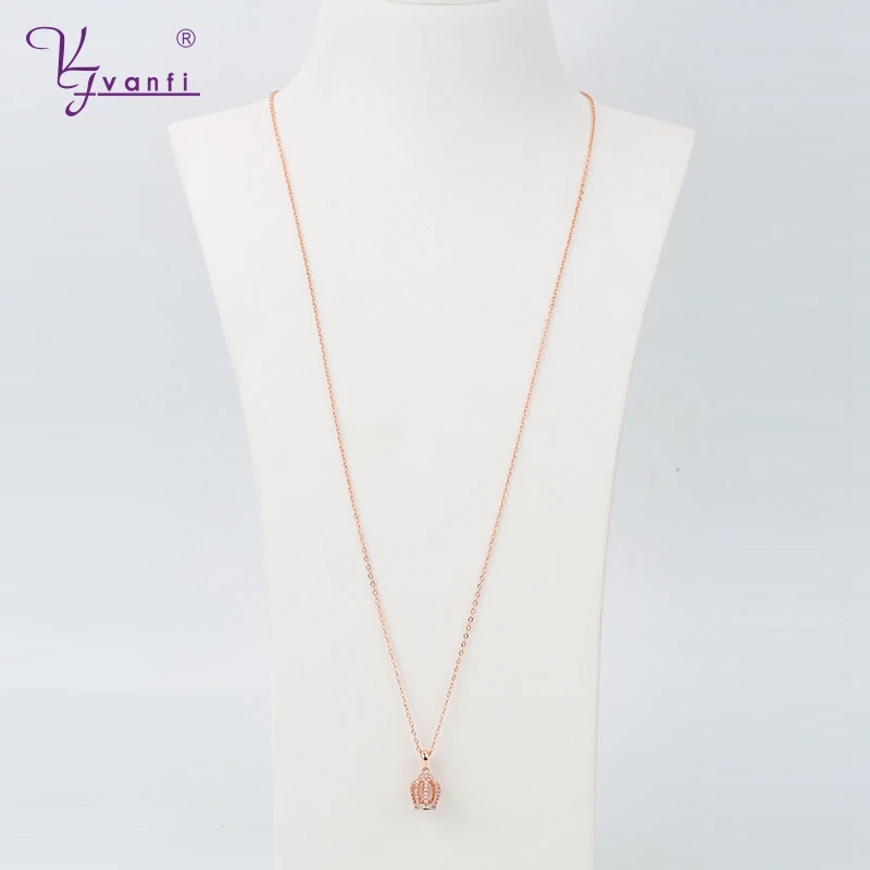 vanfi high quality Road gold Color An crown Shape Hollowing out beautiful long necklace