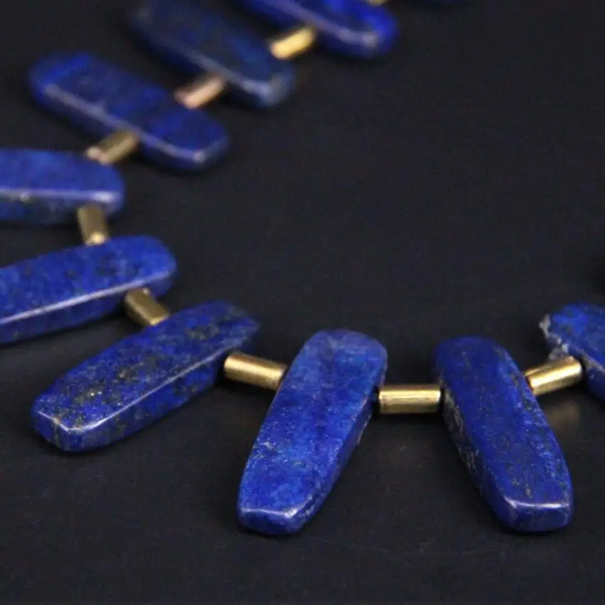 Approx20PCS/strand Top Drilled Lapis Lazuli Slice Stick Loose Beads,Natural Gems Stone Slab Nugget Pendants Jewelry Making