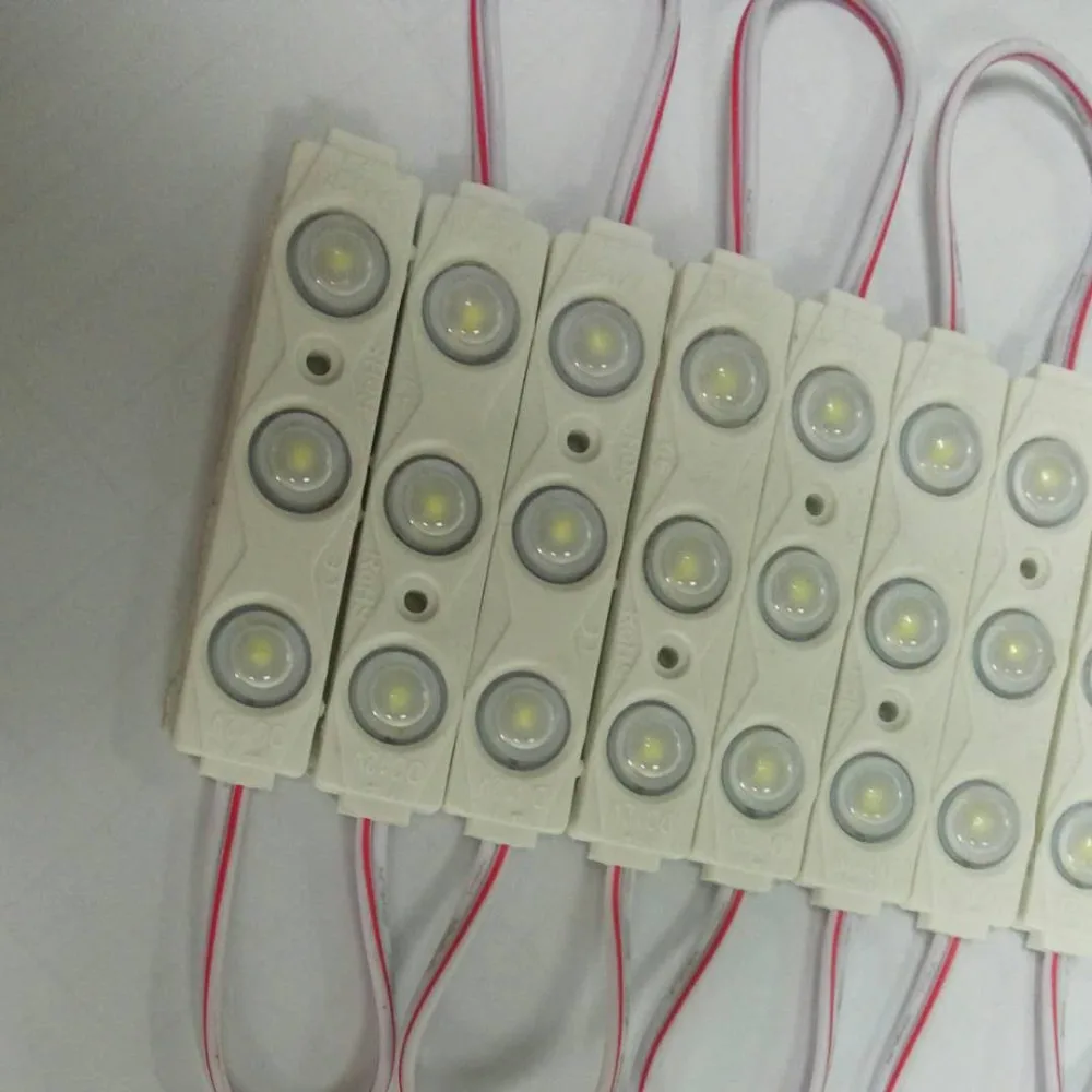 500pcs New Ultra Brightness 20pcs /Strand 3030 3LED Injection Led Module,12V,1.5w,With Lens Aluminum Substrate Led Module