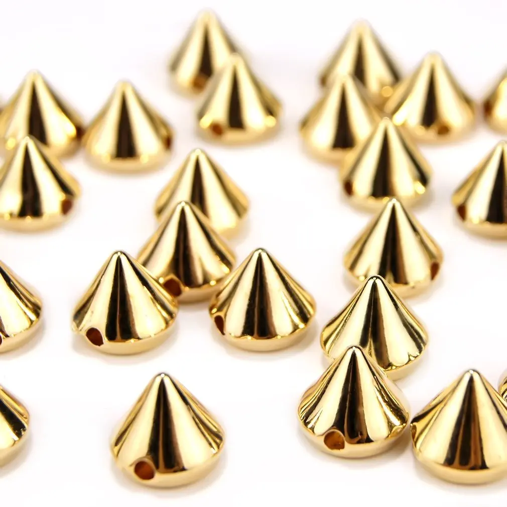 

400pcs 10mm Gold silver Acrylic Bullet Spike Cone Studs Beads, Sew On, Glue On Stick On, DIY Garments, Bags Shoes Embellishment