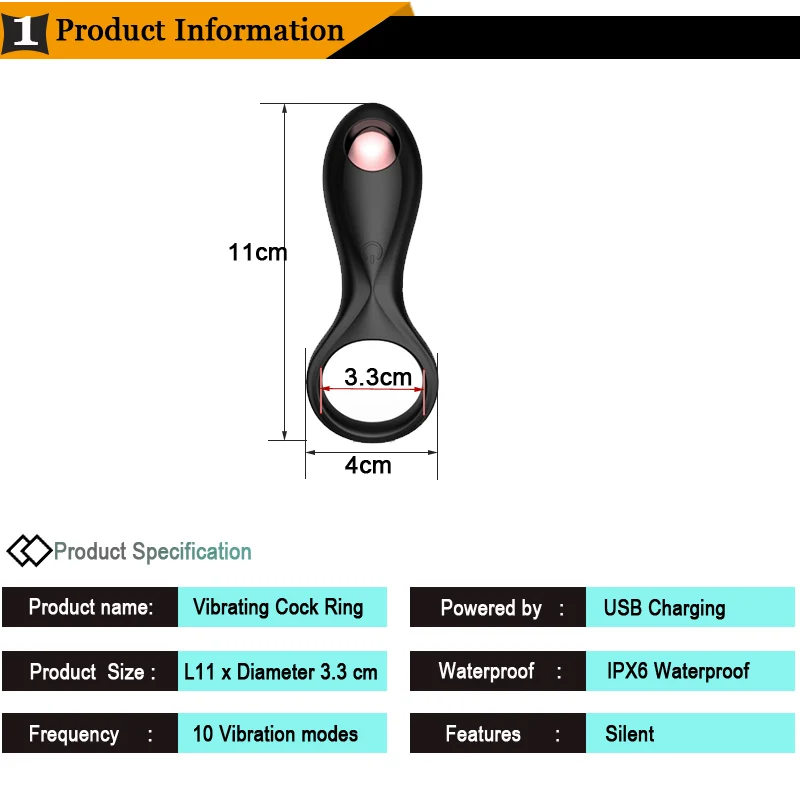 New USB Charge Cock Vibrating Ring Sex Toys for Men Male Silicone Penis Vibrator Ring Delay Ejaculation for Men Sex Products