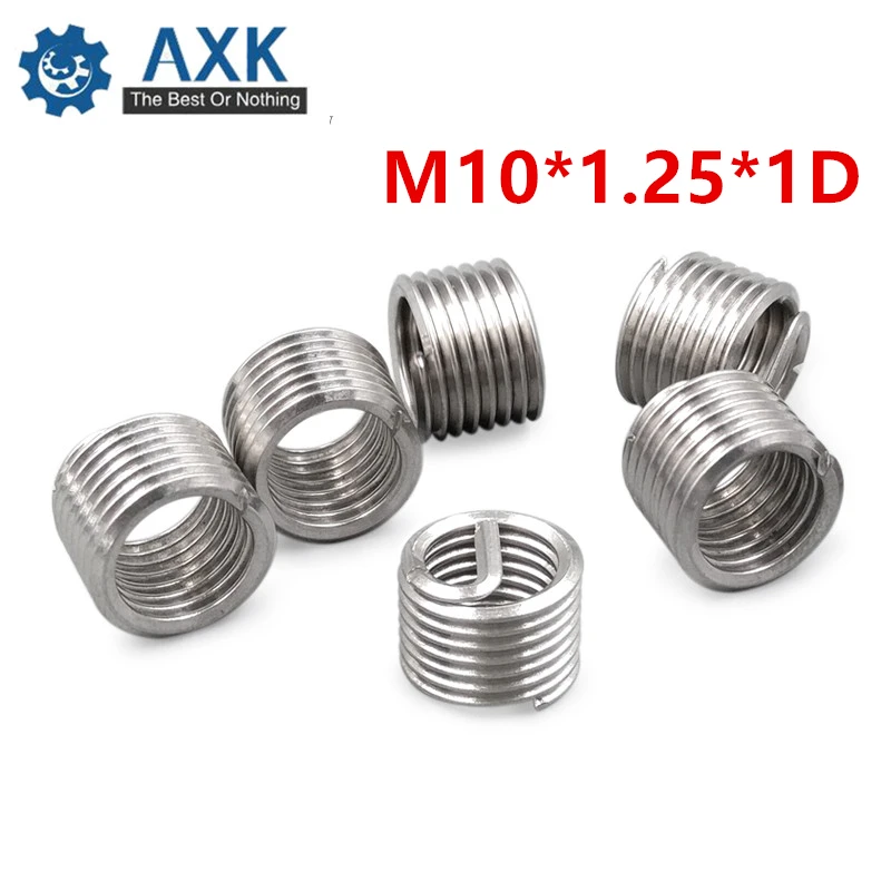 50pcs M10*1.25*1D Wire Thread Insert Stainless Steel 304 Wire Screw Sleeve M10 Screw Bushing Helicoil Wire Thread Repair Inserts