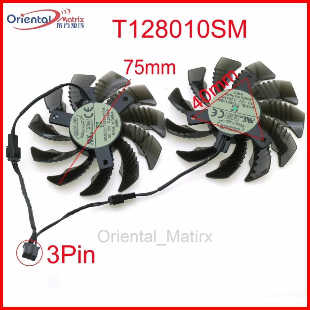 T 128010 SM 12V 0.20A 75mm wentylator 40*40*40mm 3Pin 2Pin dla Gigabyte GTX960 GV-N960OC-2GD wentylator chłodzący kartę graficzną