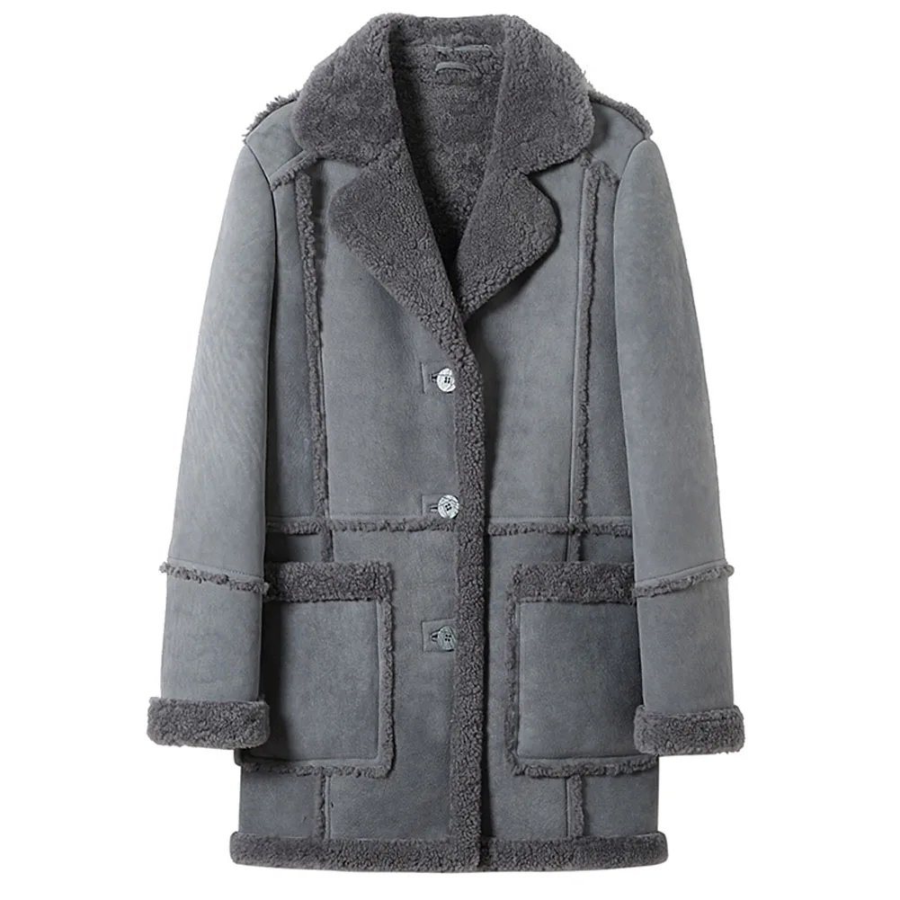 Denny&Dora dames winter lang warm schapenvacht shearling bomberjack