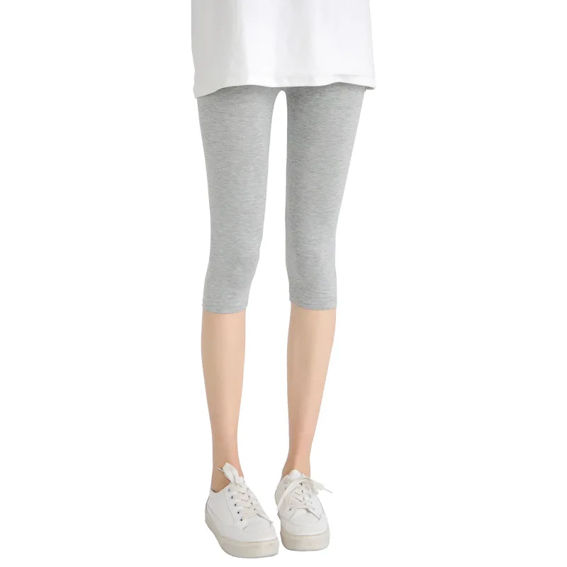 YSDNCHI Thể Dục Quần Leggin Nữ Capris Mùa Hè Legging Thun Chất Lượng Cao Cổ Xám Đen Trắng