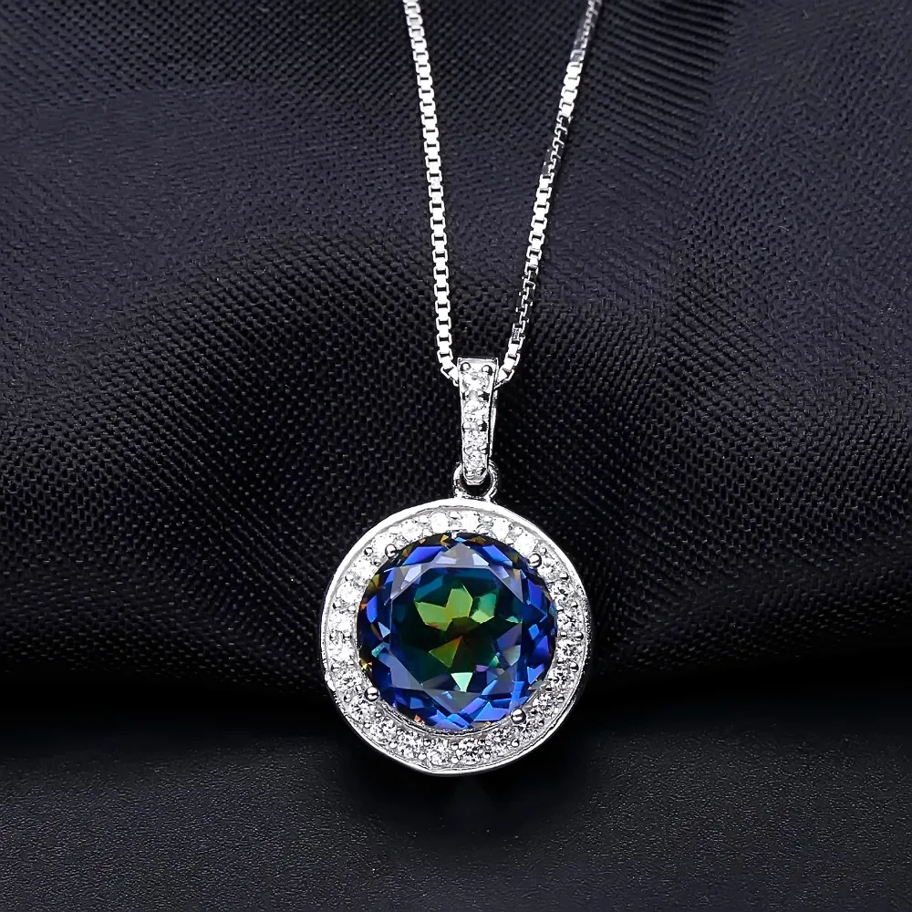 Gem\'s Ballet 4.79Ct Natural Blueish Mystic Quartz Gemstone Pendant Necklace Solid 925 Sterling Silver Fine Jewelry For Women