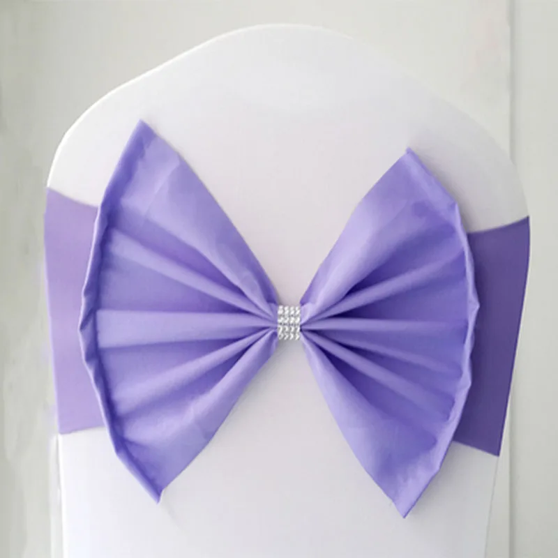 

100pcs/lot Crystal Buckle Chair Sash Bows Wedding Chair Decoration Stretch Chair Cover Band