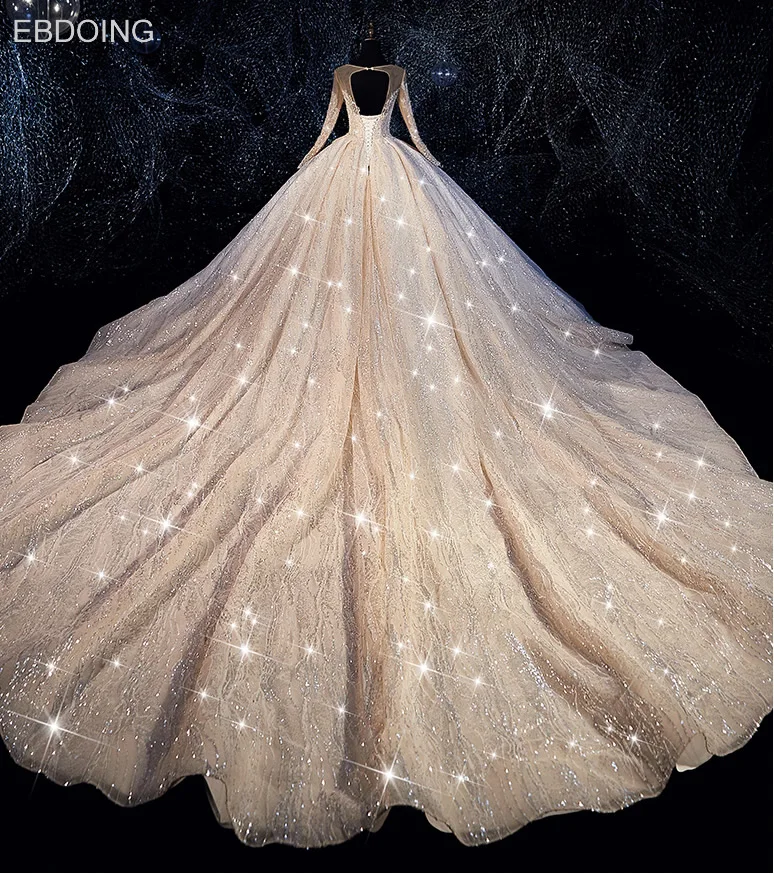 Robe de mariée à paillettes en dentelle pour mariée, robe de Rh, manches longues, dos ouvert, sur mesure, plus TANVestiEducational De Novias, le plus récent