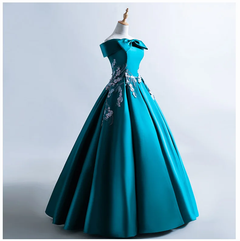 slash collar bowknot embroidery rococo ball gown long dress Medieval dress Renaissance gown royal dress Victoria dress