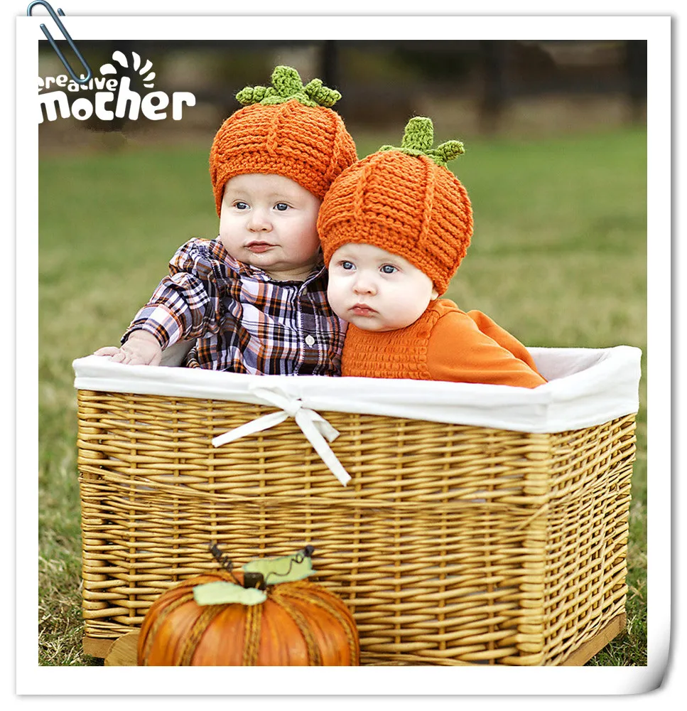 Newborn Photography Props Pumpkin Costume Baby Knit Hat+Pumpkin Set Baby Photo Props Accessory Baby Born Accessories Fotografia