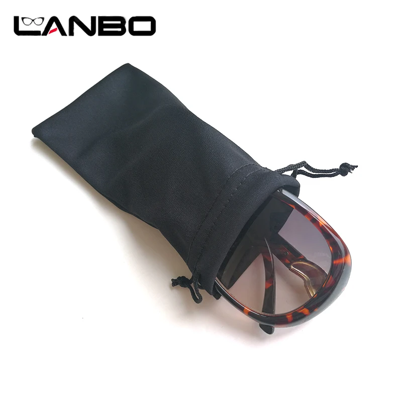 LANBO 50 pezzi Custodia per occhiali da sole in microfibra nera Fibre acriliche Borsa in tessuto morbido all\'ingrosso Custodia per occhiali