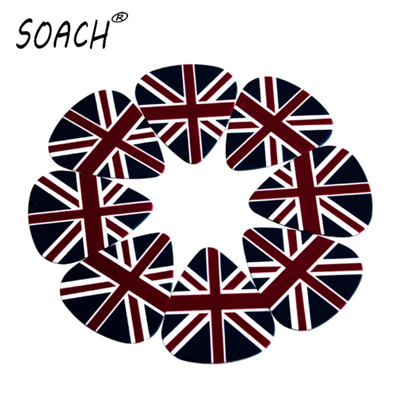 SOACH 10pcs 0.71mm The British flag  high quality two side earrings pick DIY design Guitar Accessories pick guitar picks