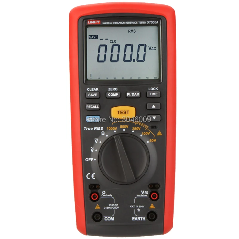 UNI-T UT505A Handheld Insulation Resistance Tester True RMS Insulation Resistance Multimeter 1000V Megohmmeter LCD Backlight