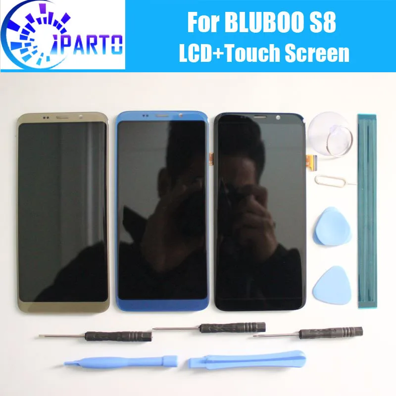 

BLUBOO S8 LCD Display+Touch Screen 100% Original LCD Digitizer Glass Panel Replacement For BLUBOO S8 5.7inch+tools+adhesive