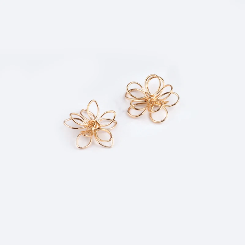 50pcs 15mm Gold/silver color wire flower Charms handmade flower Pendants For DIY Earring Jewelry Making Earrings Accessories