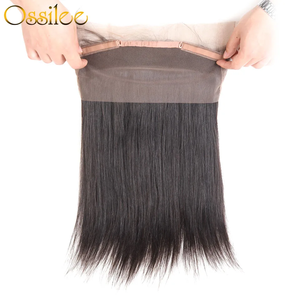 Ossilee 360 Lace Frontal Pre plucked Straight Hair Lace Frontal 360 Brazilian Human Hair with Baby Hair Lace Closure Remy Hair