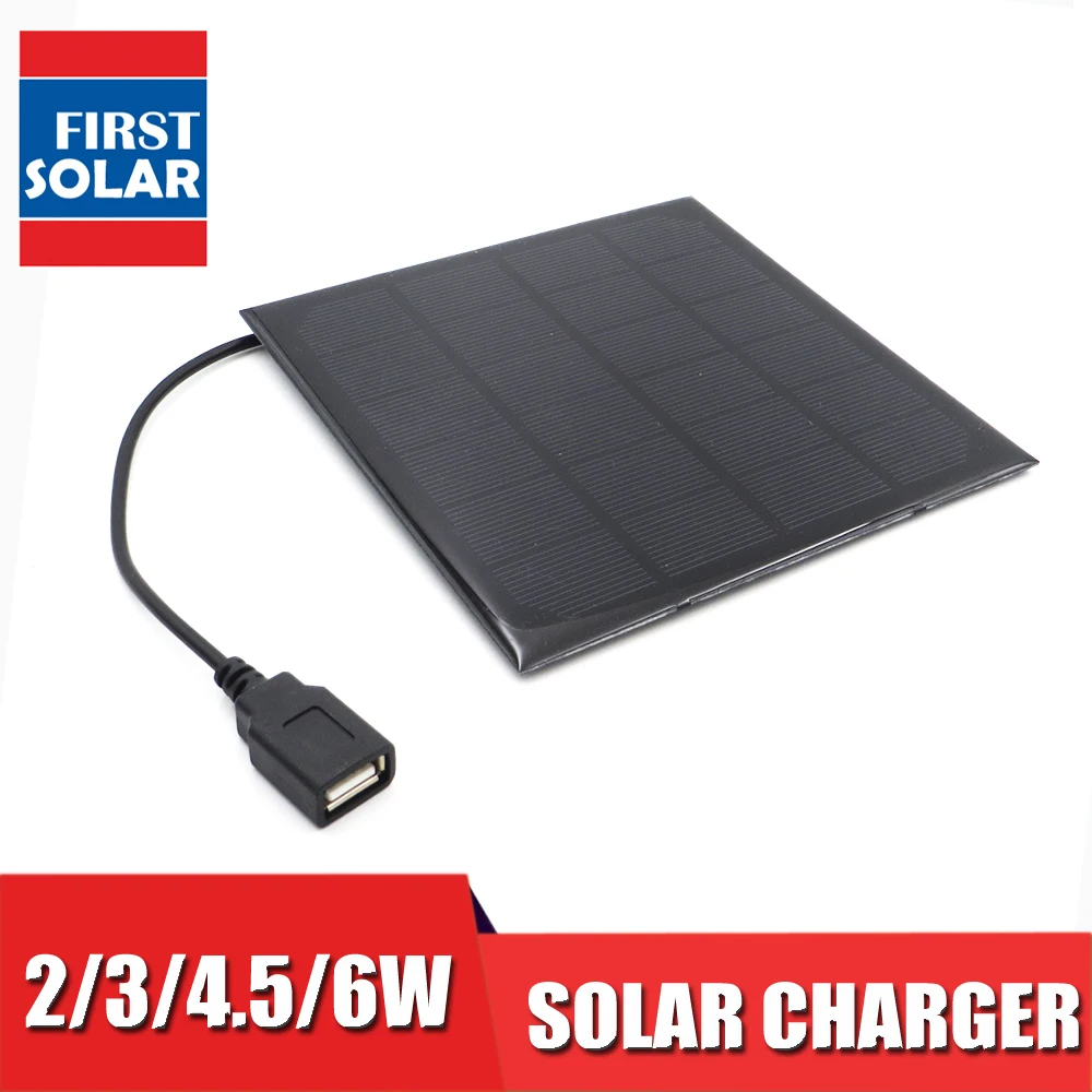 6VDC 2 3 4.5 6 W Watt Solar Panel Charger Bluetooth speaker Powebank Digital camera 5V USB output Solar Panel 6V