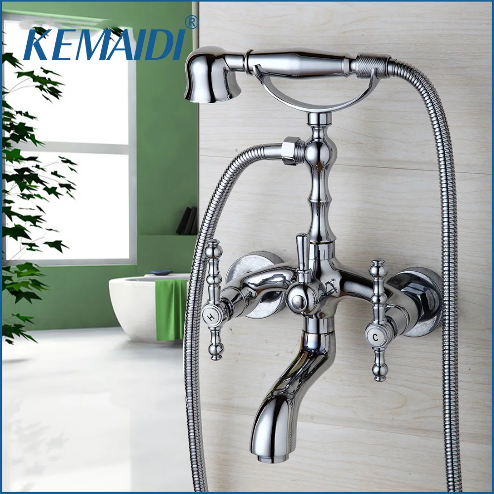 

KEMAIDI Bathroom Basin Sink Faucet Shower Set Shower Head Chrome Finish Polish Water Mixer Tap Wall Mounted Telephone Type