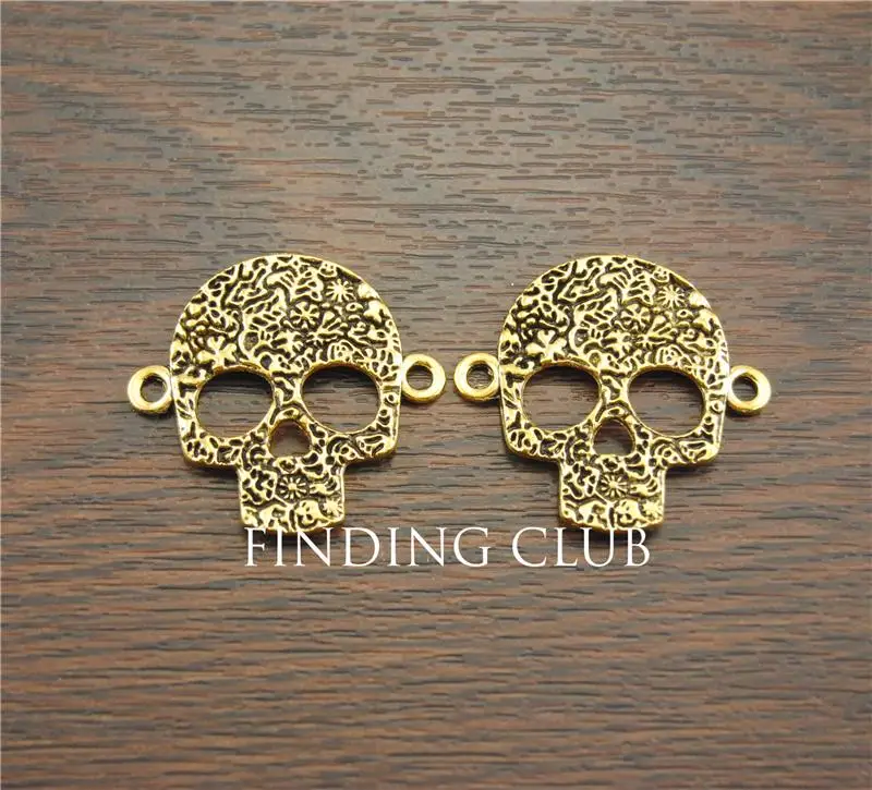 20 pcs antique silver/Bronze/gold Flower Patterns Skull Masks charms Connector diy metal jewelry making A1230/A1231/A1232