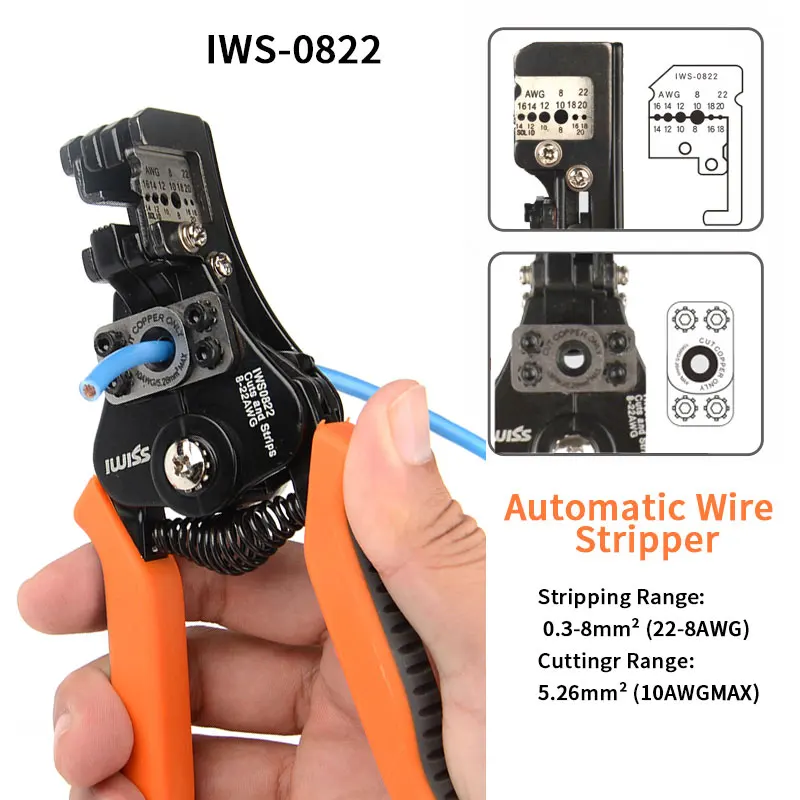 IWS-0822/HS-700B Automatic Stripping Pliers wire stripper Multi-function electrician wire Cable Cutter multifunctional Tool