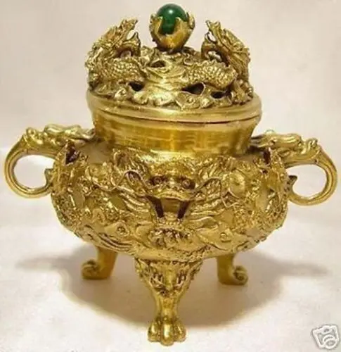 

Exquisite Chinese Collectible Brass Kowloon incense burner