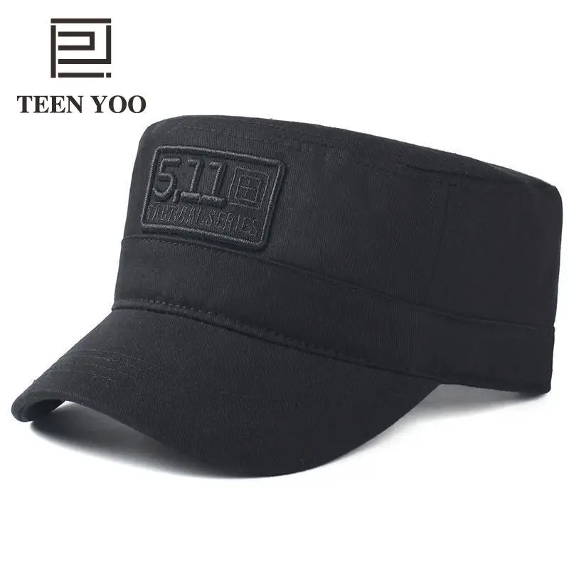 Men\'s Cap Cotton Embroidery Letter Windbreak Sun Protection Flat Top Hat Elderly Men Women Leisure Outdoor Sport Caps Gorra