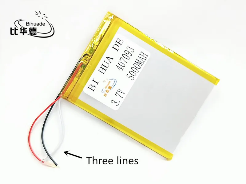 3 line new battery 407093 3.7V 5000mAh Lithium polymer Battery with Protection Board For Tablet PC U25GT