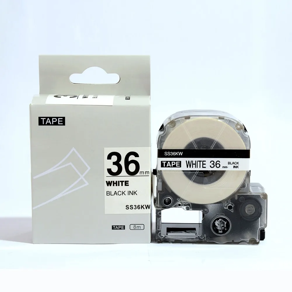 

Free shipping compatible kingjim tape 36mm black on white SS36KW label tape for LW300 and LW400