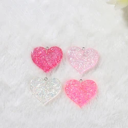 12Pcs Glitter Heart and Star Charms  Fashion Jewelry Necklace Pendant Keychain DIY Accessories