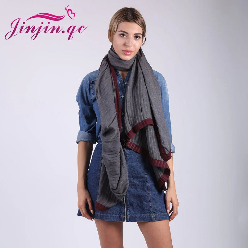 

Jinjin.QC Fashion Cotton Scarf Women Soft Double Colors Scarves Bohemian Style Bufandas Cachecol Echarpe Foulard Femme Bandana