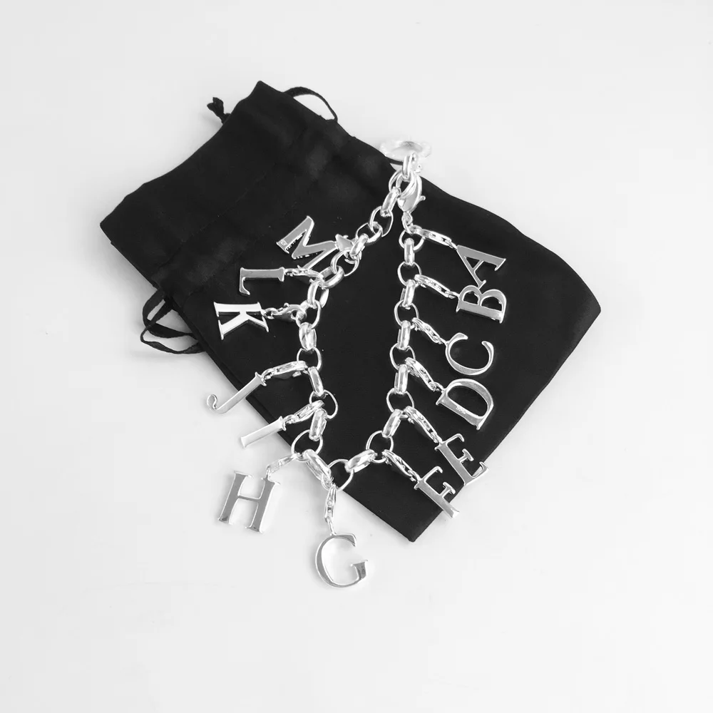 Alphabet Letters A to M Charm, 2018 Good Fashion Jewelry For Women Men,Trendy Gift In 925 Sterling Silver Fit Bag Bracelet--
