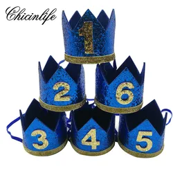 1Pcs Baby Boy 1 2 3 4 5 6 Birthday Headband Crown Hairband Baby Shower Hat Photo Prop kids 1st Birthday party Decoration