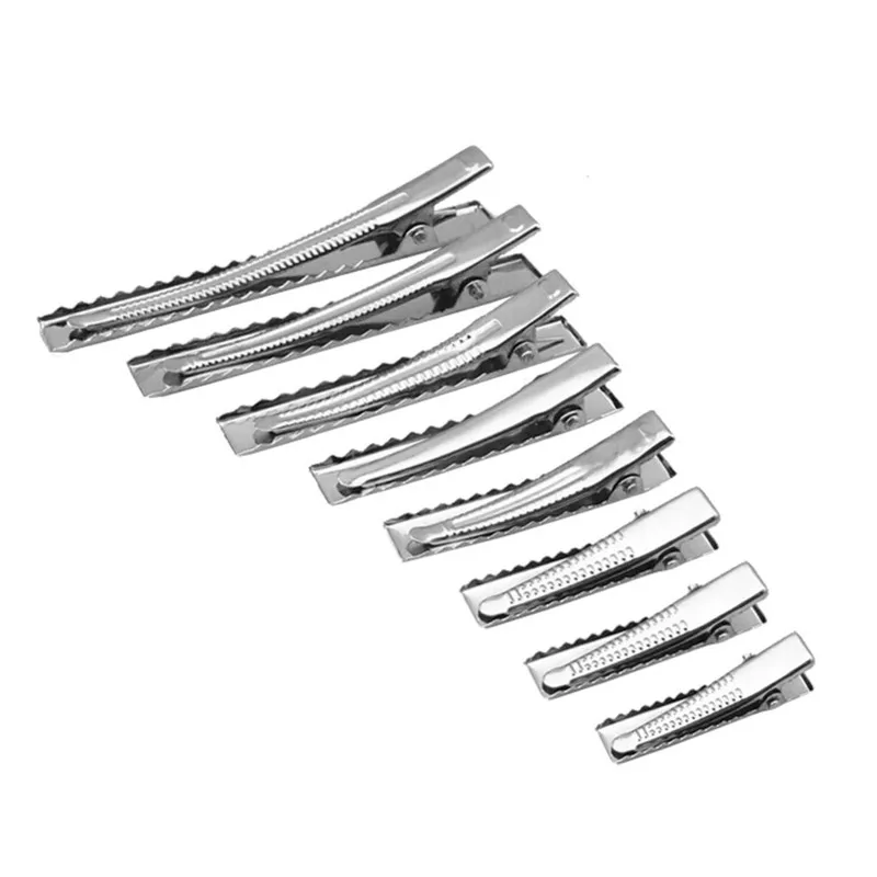 100pcs Metal Single Prong Alligator Clip DIY Barrettes Crocodile Hairclip 32mm 40mm 45mm 55mm 65mm 75mm 95mm Crafts Hairpin