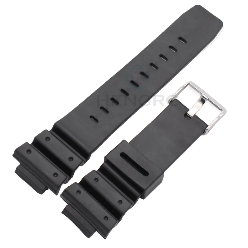 16mm Rubber Watchbands Men Black Sports Diving Silicone Watch Strap Band Metal Buckle Accessories For 9052 Series