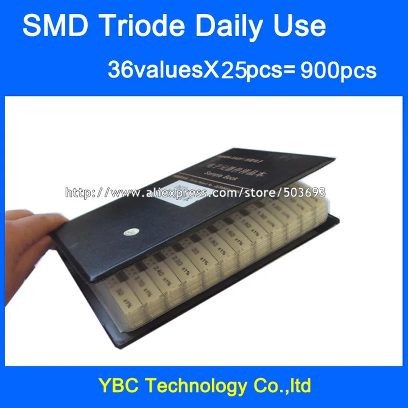 Daily Use SMD Transistor Sample Book 36valuesx25pc=900pcs Triode Assorted Kit S9012 SS8050 BAV70 2N5551 SI2300 BAT54A TL431 etc