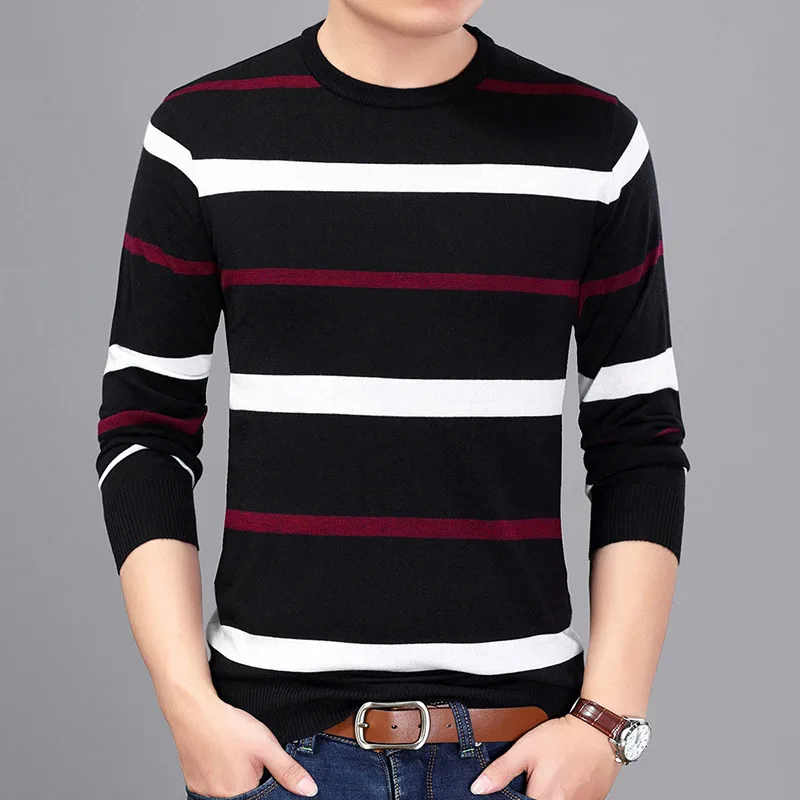 New arrival 2018 Autumn Men Casual long Sleeve T-shirt Men O neck Men's render knitted Sweater Tops Tees men's clothing A17257