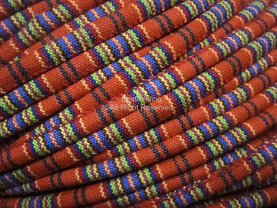 Fabric ethnic cord Orange cotton Textile wrap cord Embroider cord