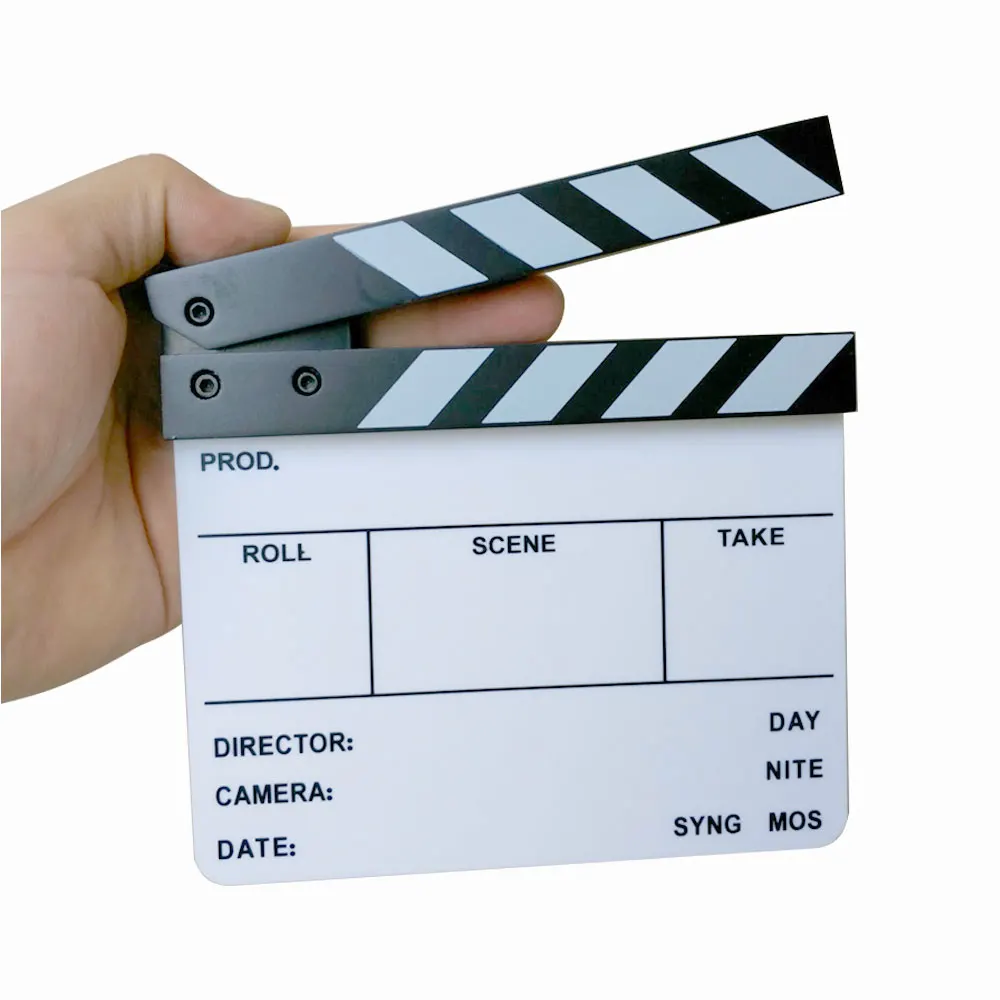 Studio Camera Photography Video Acrylic Small Clapboard Dry Erase Director Film Movie Clapper Board Slate (6.3x5.5\