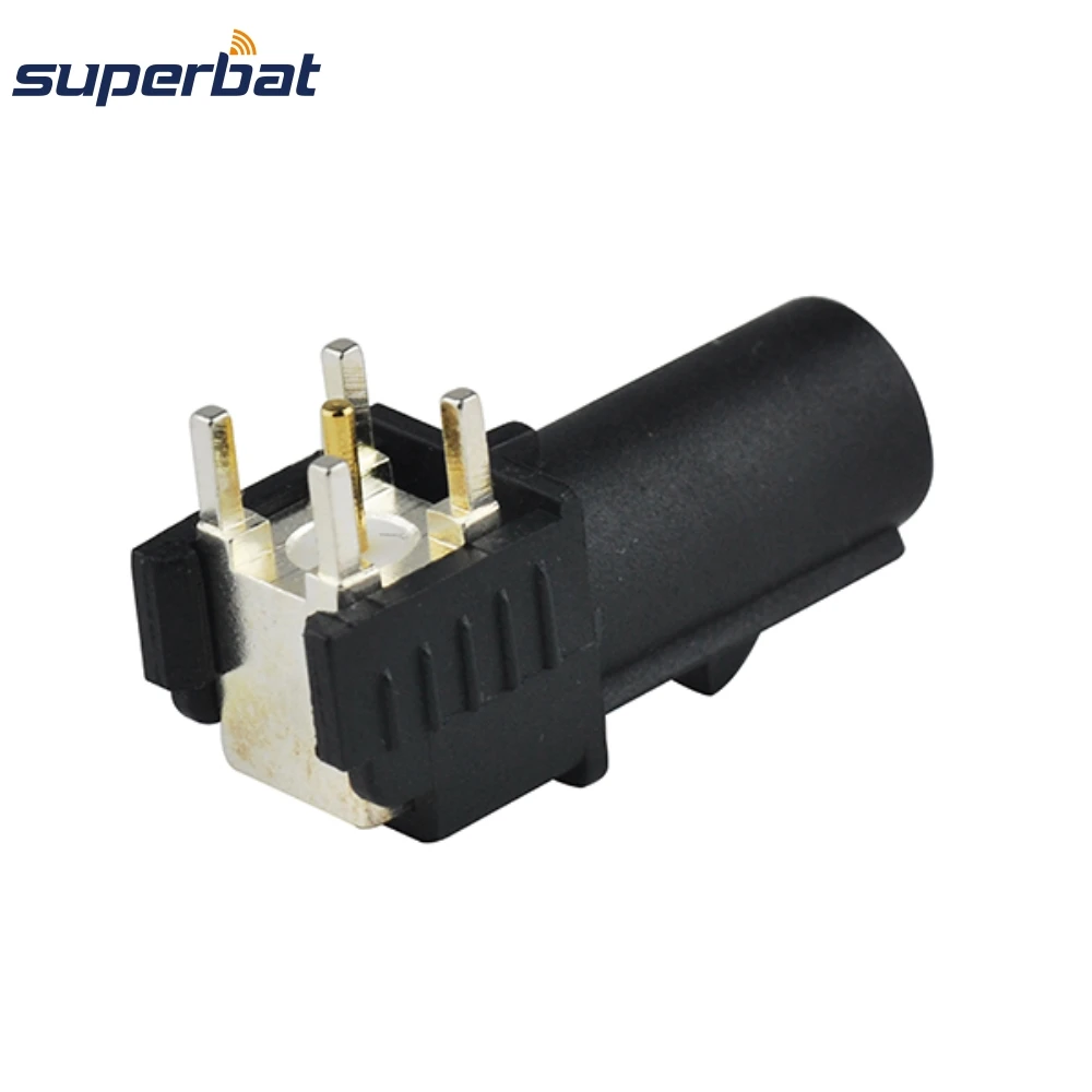 Superbat 10pcs Fakra A Black/9005 SMB Male PCB Mount Right Angle RF Coaxial Connector Satellite Radio Connector