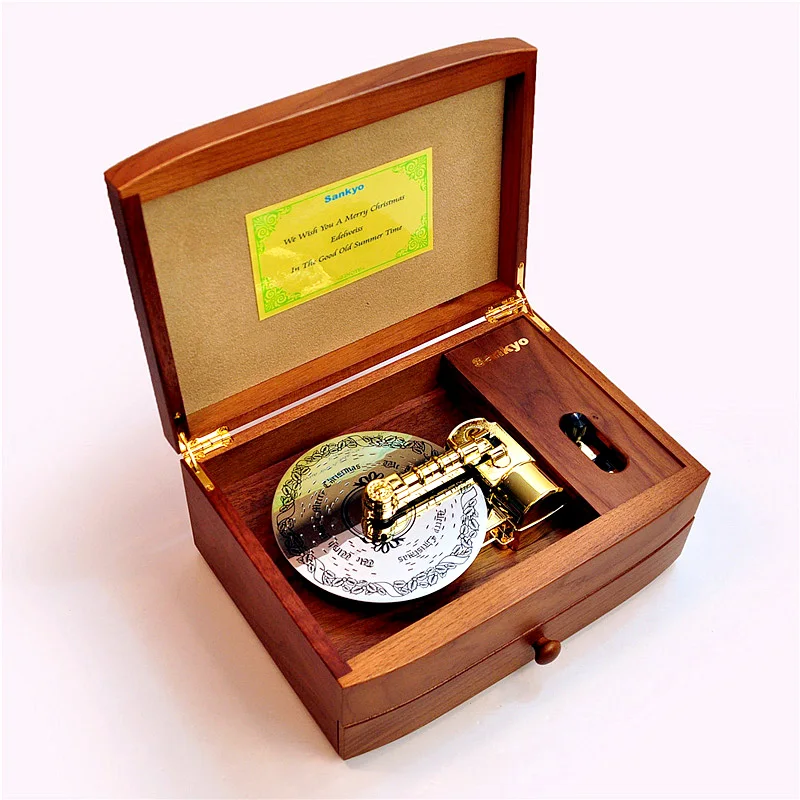 

Wooden Music Box with 3 Discs, Electronic Type Rotating Music Box, Christmas Souvenir Gifts, Home Collection, 22 Note