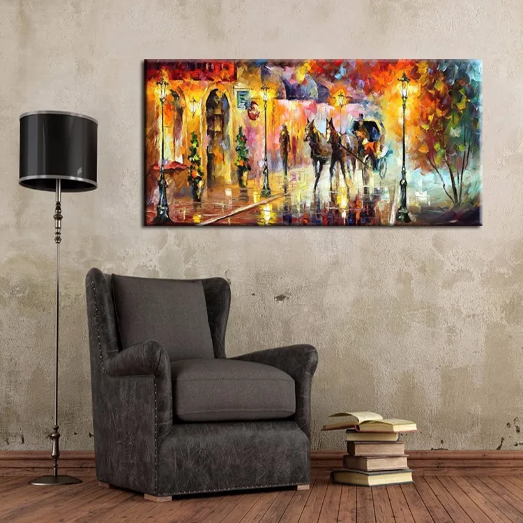 Professional Manufacturer Wholesale High Quality Abstract Streetscape Oil Painting Wall Decor Handpainted Landscape Pictures