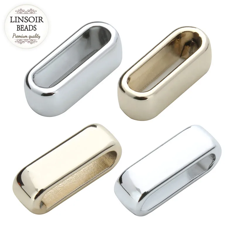 LINSOIR 40pcs Gold Color Slider Spacer Beads Fit 10*2.5mm Leather Cord Metal Large Big Hole Beads For Jewelry Making Diy F5356