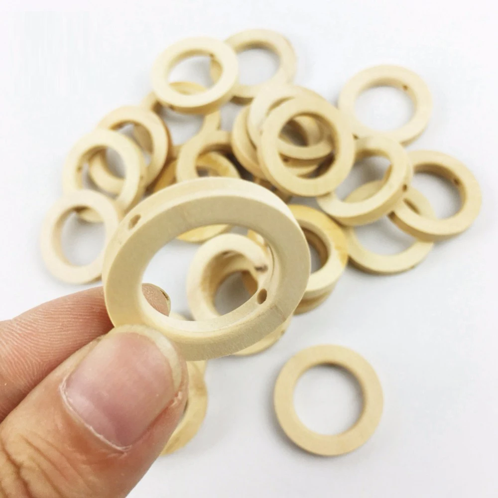 25*8MM Baby Nursing Accessories 20PCS Unpainted Handmade Ring With Hole Jewelry For DIY Wooden Child Toy Wood Chewable Teething