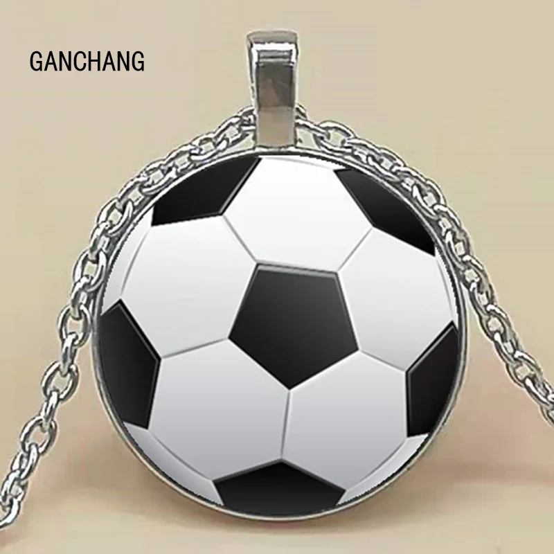 new fashion basketball baseball football photo crystal pendant glass necklace jewelry