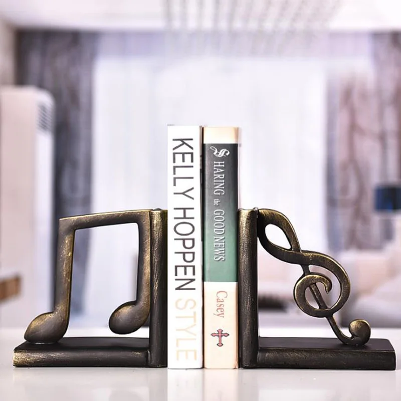 

1 pair Simple Style Music Note Patter Resin Bookend Shelf Bookend Holder Office School Supplies Stationery Gift Home Decoration