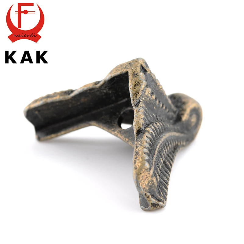 4PCS KAK Antique Corner Protector Bronze Jewelry Chest Box Wooden Case Decorative Feet Leg Metal Corner Bracket Hardware