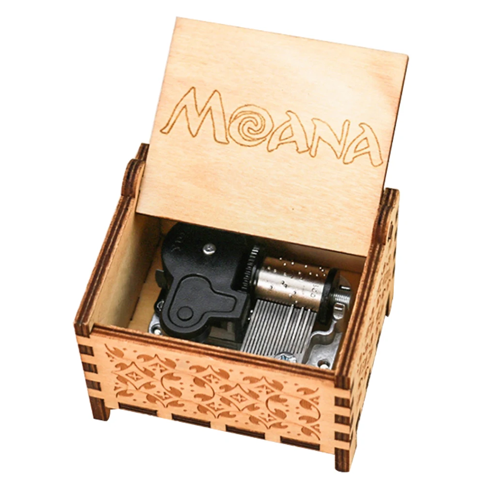 Music Box 18 Note Windup Clockwork Mechanism Engraved Wood Music Box for Kids,Play How Far I'll Go