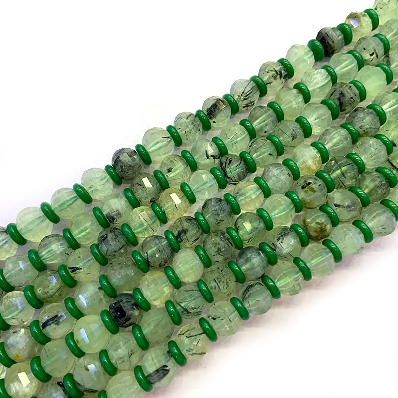 7x9mm/9x11mm Natural Green Prehnites Beads Rondelle Faceted DIY Loose Beads For Jewelry Making beads Accessories 15'' Women Gift