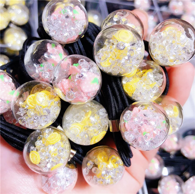 

Fashion Lemon ball Good Quality Hair Bands For Women Hair Ponytail Holder Girls Color ball Hair Accessories wholesale