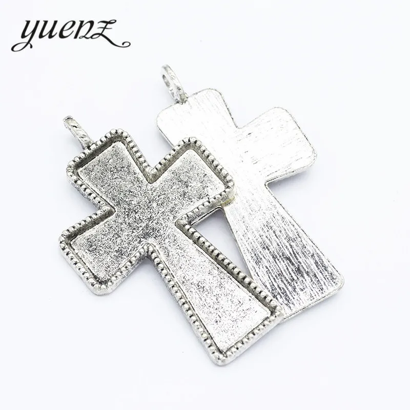 YuenZ 1 pcs Big Cross Charms Antique Silver color Metal Pendants For diy Necklace Jewelry Making 74*44mm T83